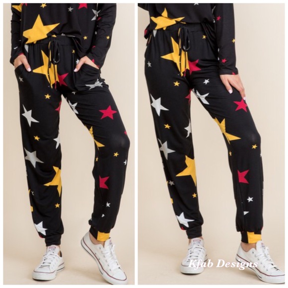 ⭐️LAST 1! Star Print Soft Jersey Pocket Joggers! - Picture 3 of 7